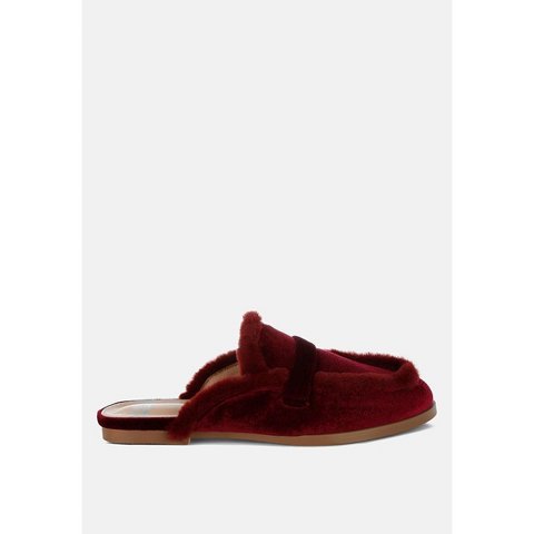 Женские сабо Rag & Co Womens Mules Fur Detail Velvet Slip-On Mules 8