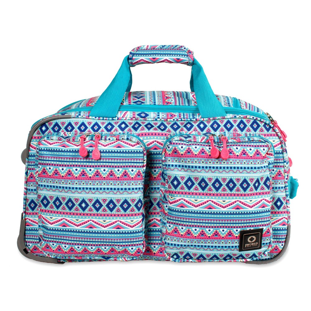 Photos - Travel Bags JWorld Duane 46L Wheeled Duffel Bag - Geometric