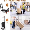 Acekool 330 lbs Folding Hand Truck, Heavy Duty Foldable Dolly Cart with Adjustable Handle & 4 Wheels for Moving, Travel, Office, Black - 3 of 4