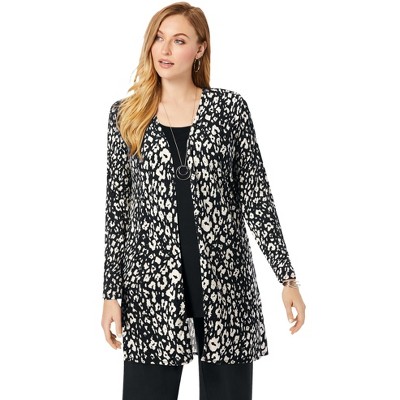 Jessica London Women's Plus Size Everyday Stretch Knit Open Front Cardigan
