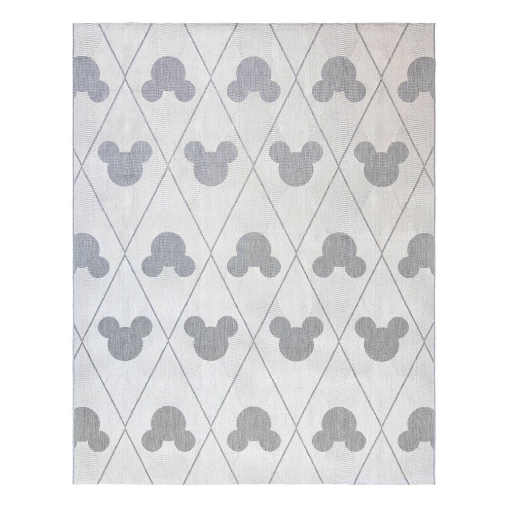 9'x13' Mickey Mouse and Friends Argyle Outdoor Rug Gray