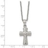 Black Bow Jewelry Stainless Steel Small Polished and Textured Cross Necklace, 22 Inch - 4 of 4