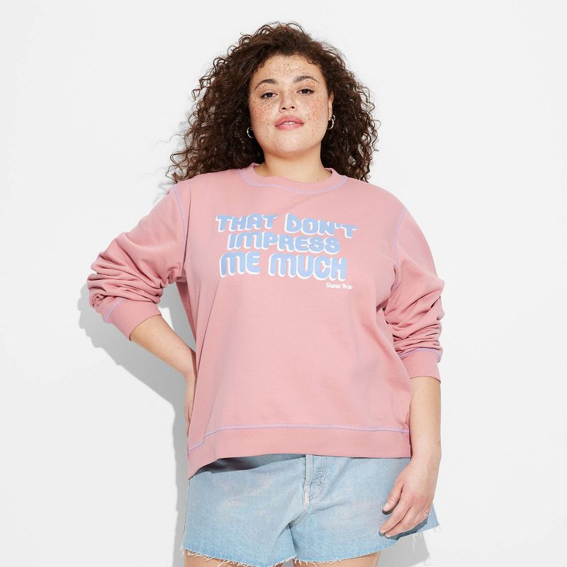 Women's Shania Twain That Don't Impress Me Much Graphic Sweatshirt - Pink, 1 of 6