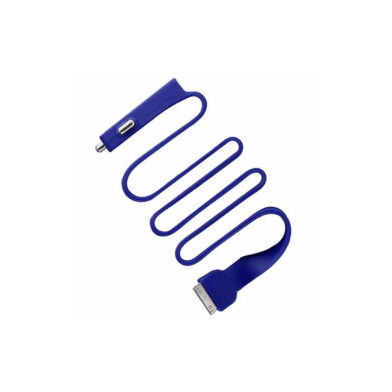 TYLT Band Flat Silicone Dual Car Charger for iPhone 4, iPad 1/2 (30 pin) - Blue, 3 of 4