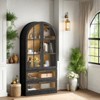 FONTOI Arched Shaped Storage Cabinet with Covered Top, 3-Tier Arched Bookcase with 2 Drawers, Black&Brown, 15.7"*72.8"*35" - 2 of 4