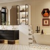 FUFU&GAGA White Fashion Bathroom Cabinet, Mismatch Storage Design, Adjustable Light Strip, Create a Neat and Warm Bathroom Space - 3 of 4