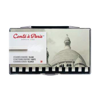 Conte Crayons in Plastic Box, 2B Tip, White, Pack of 12