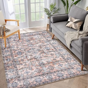 Area Rugs Washable Rug Vintage Non-Slip Rugs Soft Floral Throw Rug - 1 of 4