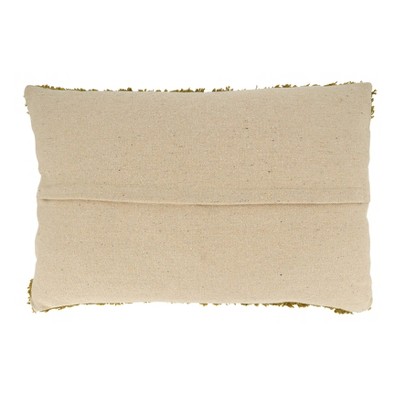 Chartreuse Tufted Cotton Lumbar Throw Pillow Cover 13"x20"