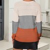 Coolmee Womens Fall Sweaters Casual Long Sleeve Ribbed Knit Pullover V Neck Lightweight Crochet Pullover Sweater Top - 2 of 4