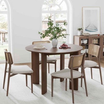Lirago Nordic Style Solid Wood Round Dining Table - Perfect for 4 People 42*42 Walnut