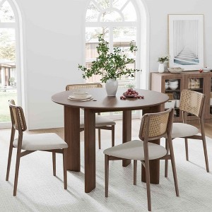 Lirago Nordic Style Solid Wood Round Dining Table - Perfect for 4 People 42*42 Walnut - 1 of 4