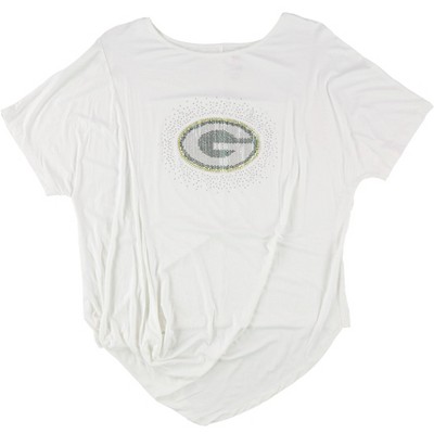 G-III Sports Womens Green Bay Packers Embellished T-Shirt, White, Small