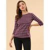Allegra K Women's Work Office 3/4 Sleeve Boat Neck Houndstooth Printed Blouse - 2 of 4