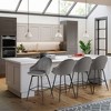 Tangkula Set of 4 Velvet Bar Stools Swivel Pub Height Dining Chairs w/ Metal Legs Gray - 2 of 4