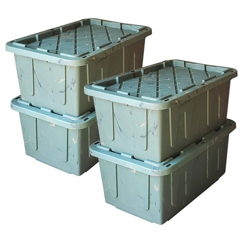 Homz Durabilt 27 Gallon Capacity Flip Lid Stackable Heavy Duty Tough Storage  Container Tote : Target