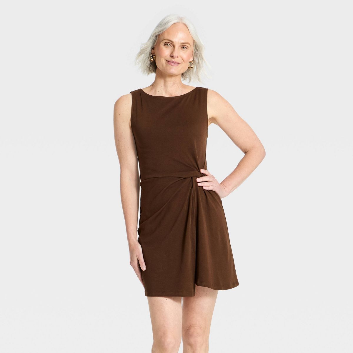 Women's Ruched Side-Knot Mini Dress - A New Day™ - thumbnail 7
