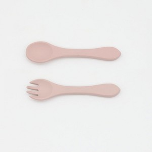 MyKids-USA Baby Food Grade Complementary Food Training Silicone Spoon Fork Sets - 1 of 4