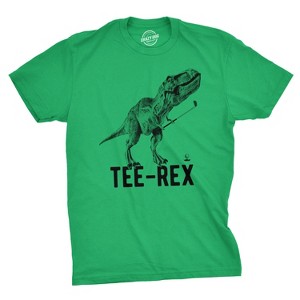Mens Tee Rex Golf T Shirt Funny Dinosaur Trex Tee Gift for Golfing Dad - Crazy Dog Men's T Shirt - 1 of 4