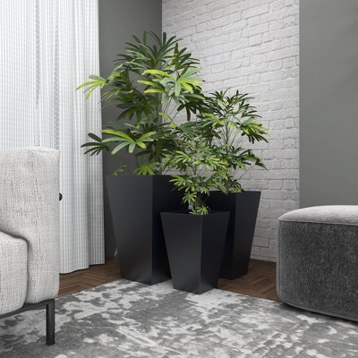 Elegant Black Iron Square Planters for Indoor/Outdoor - Set of 3