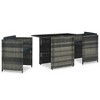 vidaXL 3 Piece Bistro Set with Cushions Poly Rattan Gray - 2 of 4