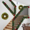 6FT Pre-Lit Artificial Christmas Garland,Red Flowers Berries,Red Gold Balls,Lighted Xmas Garland for Fireplace Mantel Stair Garden Gate Home Decor - 2 of 4