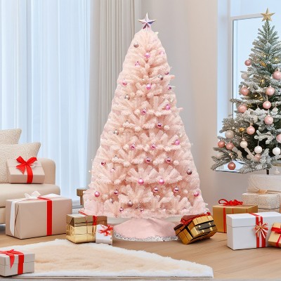 Resenkos 7ft  Artificial Christmas Tree Hinged Full Fir Tree with  Metal Stand