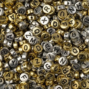 John Bead 4x7mm Silver and Gold Mixed Plastic Round Alphabet Craft Beads, 72g - 1 of 4