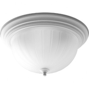 Progress Lighting Melon 3-Light Flush Mount, Brushed Nickel, Etched Ribbed Melon Glass - 1 of 2