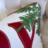 TopComfy Support Pillow JOY Embroidered Velvet Lumbar Cushion for Holiday Decorating, White and Red, 17"*17"*10" - 2 of 4