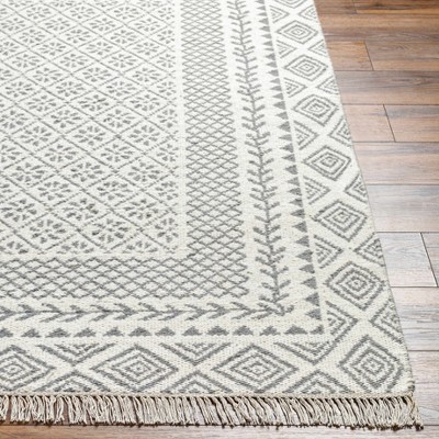 Handmade Gray and Beige Wool Rectangular Area Rug 8' x 10'