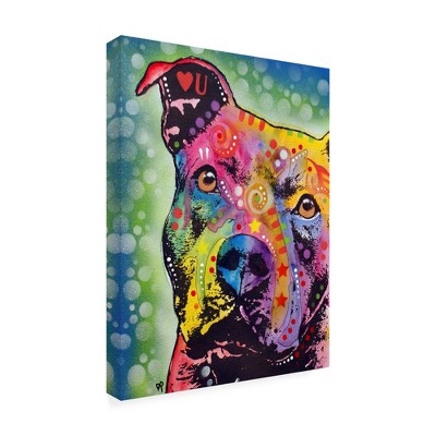 Trademark Fine Art -Dean Russo 'Thoughtful Pit Bull White Bubble' Canvas Art