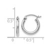 Black Bow Jewelry 2mm Round Hoop Earrings in 14k White Gold, 12mm (7/16 Inch) - image 2 of 3