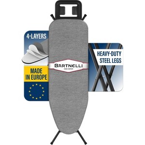 Bartnelli Classic Ironing Board with Iron Rest 43x13" Adjustable Height 4-Layer Cover, Made in Europe - 1 of 4