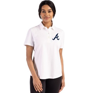 Atlanta Braves Cutter & Buck Advantage Refresh Epic Confidence Recycled Womens Tri-Blend Pique Polo - White - X Small - 1 of 1