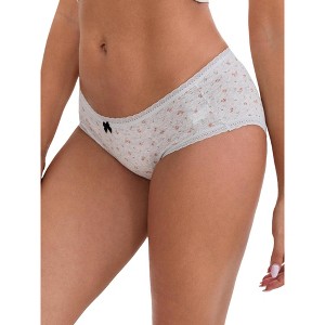 INSPIRE CHIC Women's Flower Print Mid-Waisted Full Coverage Elastic Comfortable Breathable Cotton Briefs - 1 of 4
