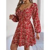 YESFASHION Women's Midi Dresses Smocked Dress Square Neck Long Sleeve Floral Dress - 2 of 4