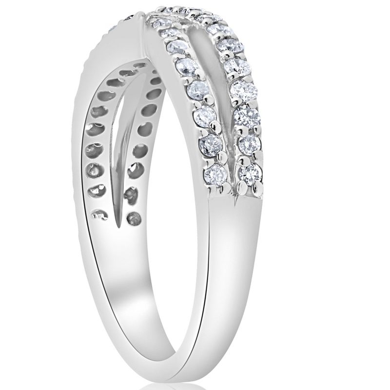 Pompeii3 3/8Ct Diamond Crossover Infinity Stackable Wedding Band Twist Ring White Gold, 2 of 6