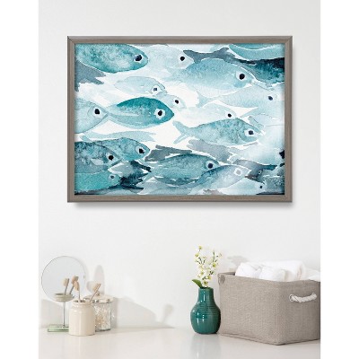 Blake Aholehole Blue Fish Print Glass Wall Art