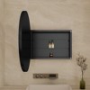 31.5" Surface Mount Round Metal Framed Medicine Cabinet with Mirror and Adjustable Shelves Black Wall Mirror with Storage for Bathroom, Matte Black - 2 of 4
