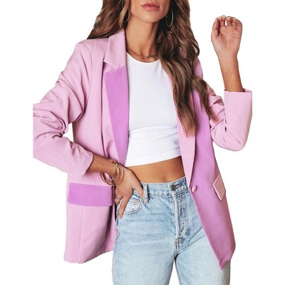 Blazer Jacket For Women Lapel Long Sleeve Open Front Business Fashion Button Blazers Outfits With Pockets