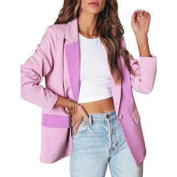 Whizmax Blazer Jacket For Women Lapel Long Sleeve Open Front Business Fashion Button Blazers Outfits With Pockets