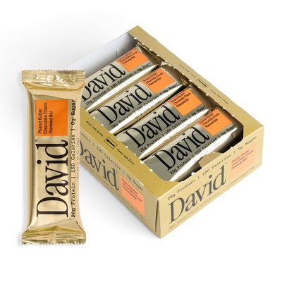 David Protein Protein Bars with 28g Protein - Peanut Butter Chocolate Chunk Flavor - 12ct