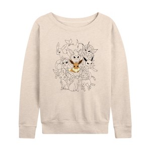 Women's - Pokémon - Eevee Group Lightweight French Terry Wide Neck Long Sleeve Shirt - 1 of 4