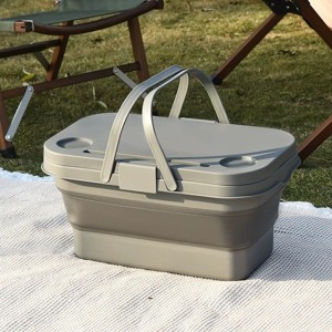 Racxily Collapsible Picnic Basket With Tray Stand, Portable Storage Basket, Foldable camping organizer - 1 of 2