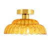 Rennnsan Sydney 11.8 in. 1-Light Modern Gold Dome Semi-Flush Mount Light with Textured Amber Glass - 4 of 4