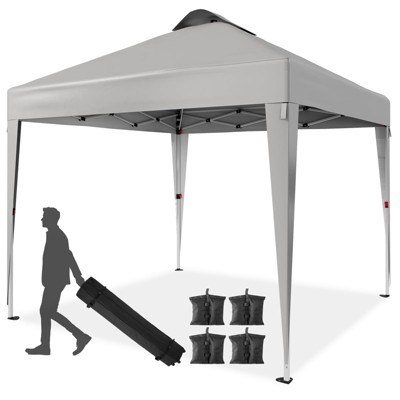 10 x 10 FT Pop Up Canopy Tent, Commercial Portable Canopy with Wheeled Carry Bag, Waterproof Party Tent for Patio, Garden