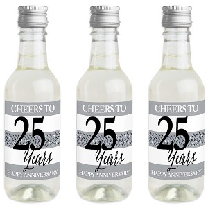 Big Dot of Happiness We Still Do - 25th Wedding Anniversary - Mini Wine and Champagne Bottle Label Stickers - Anniversary Party Favor Gift - Set of 16 - 1 of 4