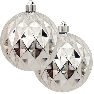 Christmas by Krebs 2ct Looking Silver Glass Finish Shatterproof Christmas Diamond Ball Ornament  6" (150mm)