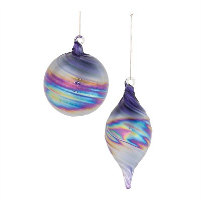 Purple Iridescent Ornaments (Set of 12)